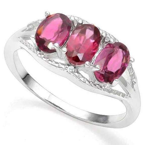 1.54 CT RHODONITE & DIAMOND 18K GOLD PLATED RING