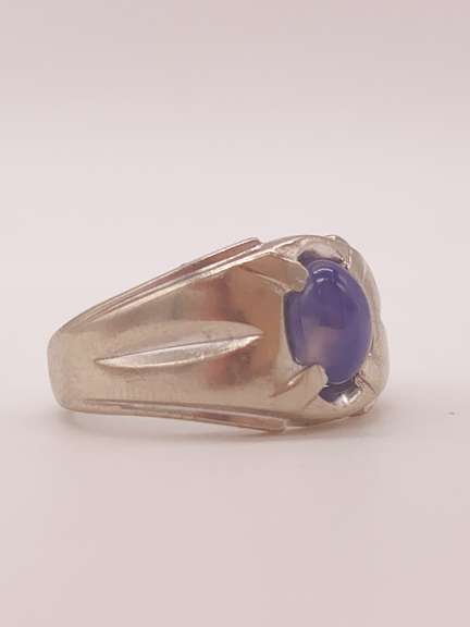 Solid White Gold Star Sapphire Ring- Size 6.5