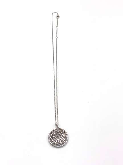Great Sterling Silver Circular Pendant Necklace