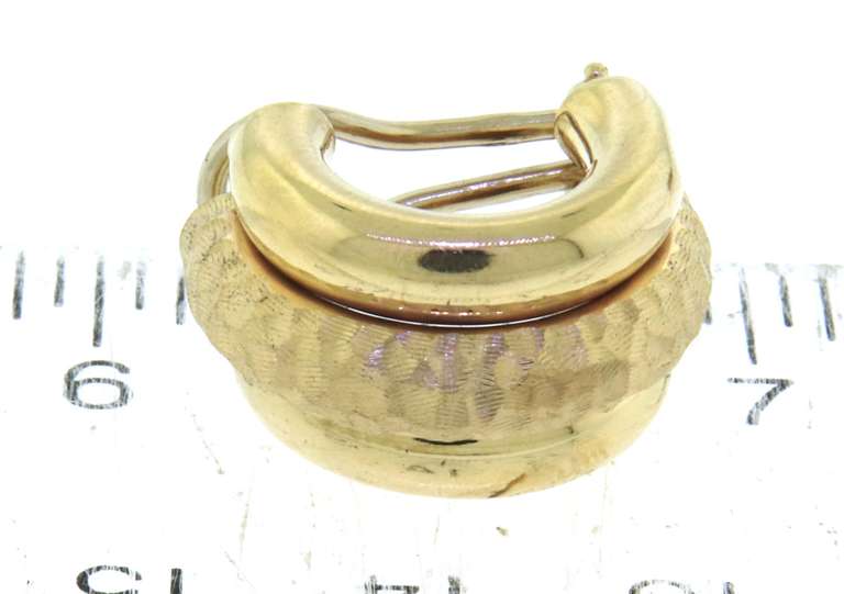 Fantastic 14kt YG Textured Hoop Earrings