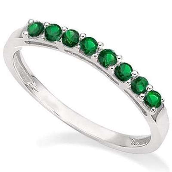 1/4 CT EMERALD STERLING SILVER BAND RING