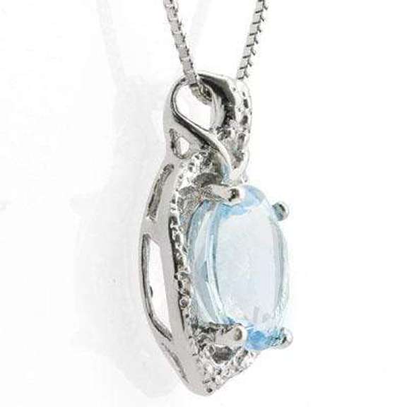 2.05 CT BABY SWISS BLUE TOPAZ & DIAMOND STERLING SILVER PENDANT