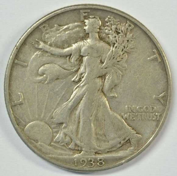 Nice XF 1938-D Walking Liberty Half Dollar. Key date