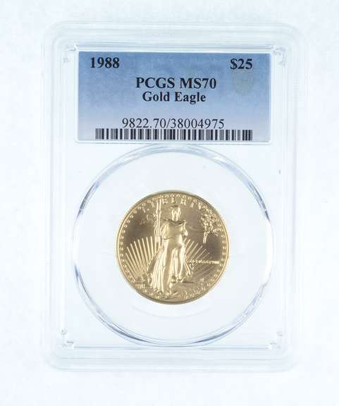 MS70 1988 $25 American Gold Eagle 1/2 Oz Fine Gold - Graded PCGS