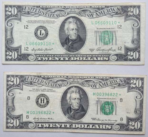 $20 St Louis Star 1969 & 1950 A SF  Fed Reserve Note