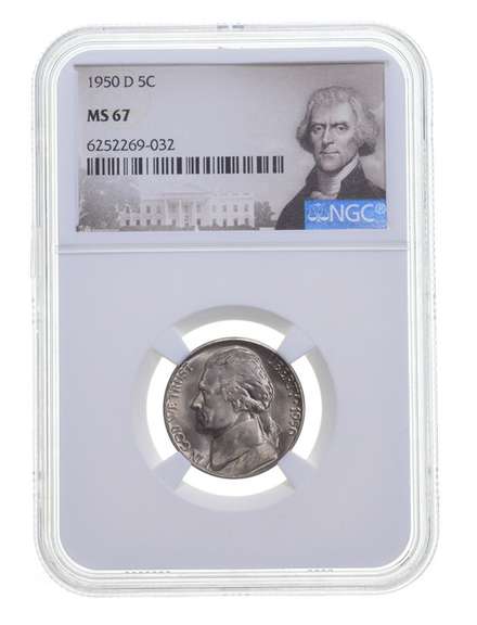MS67 1950-D Jefferson Nickel - Graded NGC
