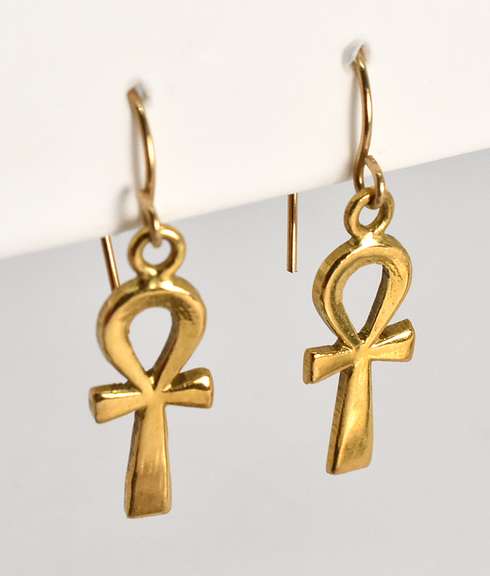 Fun 18k Ankh Dangle Earrings