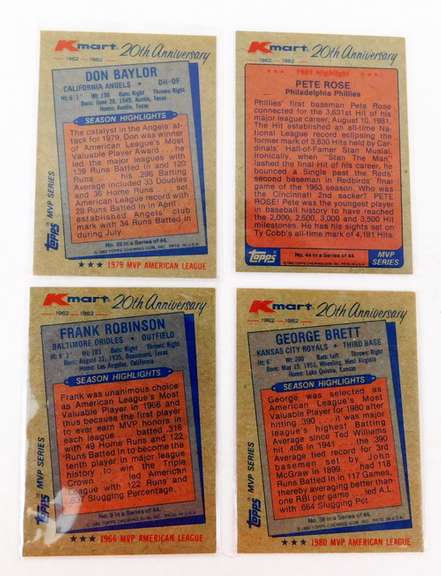 4 Topps 1982 MVP Baseball Cards