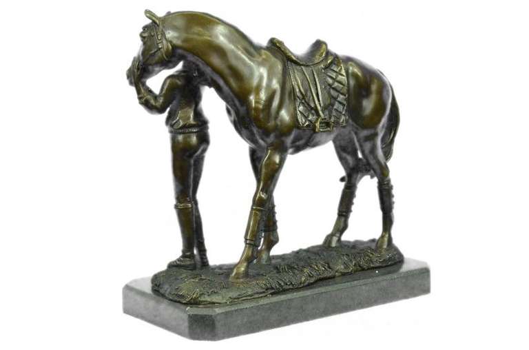 Jockey with Racing Horse Bronze Sculpture