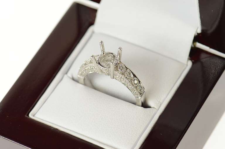 18K White Gold 0.33 Ctw 6.75mm Diamond Engagement Setting Ring