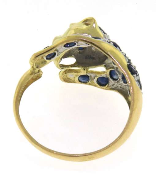 Fancy Yellow Gold Sapphire and Diamond Panther Ring