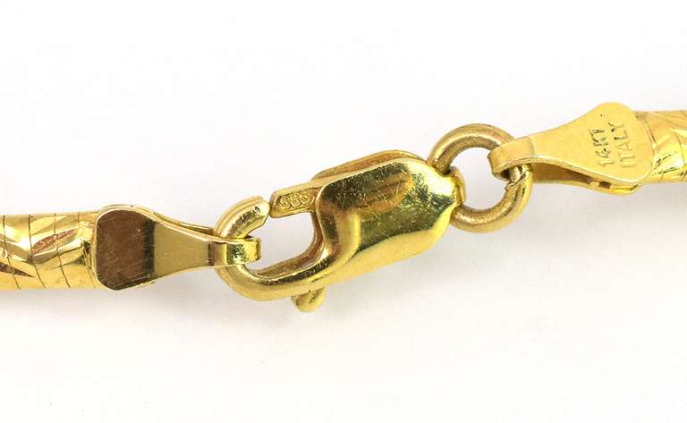 Textured Omega Bead Necklace in 14KT Yellow Gold