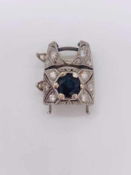 14kt Gold, Blue Sapphire & Diamond Slide Pendant