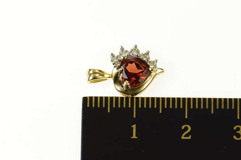 14K Yellow Gold Heart Syn. Garnet Diamond Love Symbol Pendant