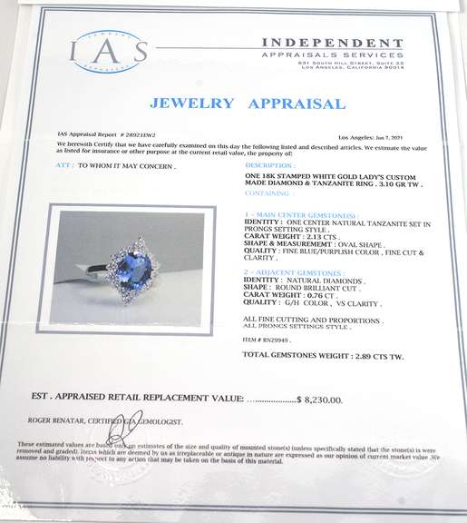 Stunning Tanzanite & Diamond Ring in 18KT