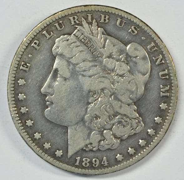 Sharp 1894-S Morgan Silver Dollar. Key date