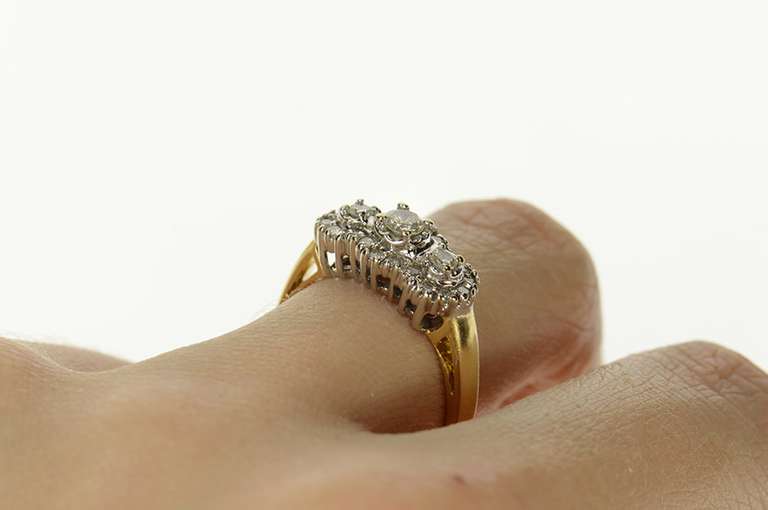 14K Yellow Gold 0.60 Ctw Classic Diamond Halo Engagement Ring