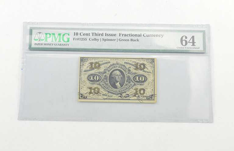 10 Cent US Fractional Currency 3rd Issue PMG 64 Choice UNC Fr # 1255