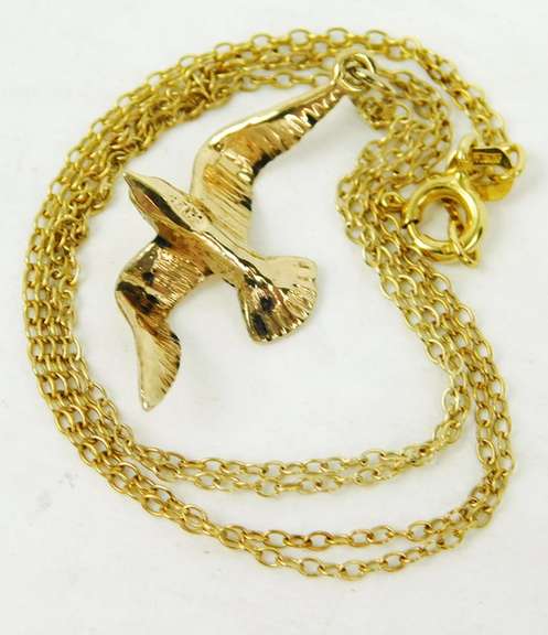 Vintage Sterling Vermeil Bird Necklace