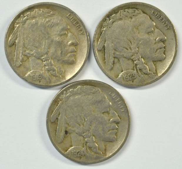 Super sharp 1919-P, 1923-P, & 1924-P Buffalo Nickels