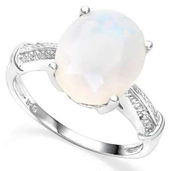 STERLING SILVER 4.52 CT ETHIOPIAN OPAL & DIAMOND COCKTAIL RING