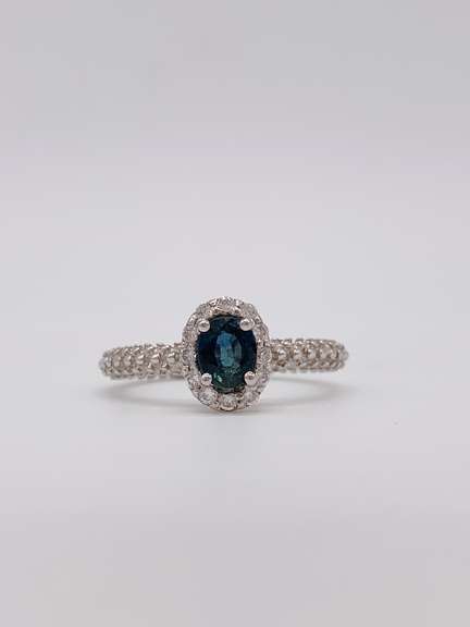 14kt Gold, Blue Sapphire & Diamond Ring