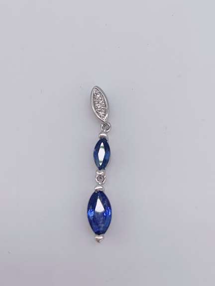 14kt Gold, Blue Sapphire & Diamond Pendant