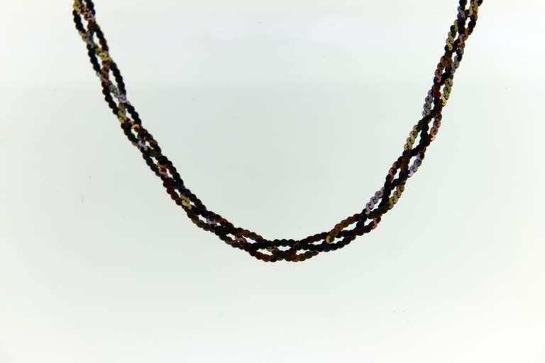 9K Yellow And  Trio Gold Woven Chocker Nechlace