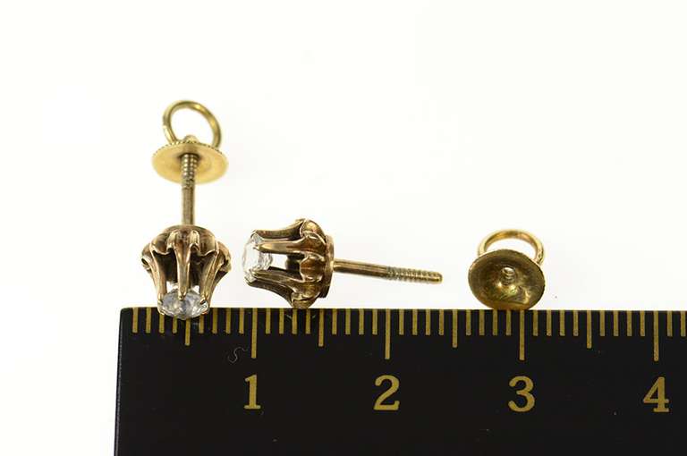 14K Yellow Gold Victorian Gypsy Set Ornate Screw Back Stud Earrings