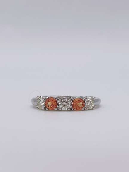 14kt White Gold, Yellow Sapphire & Diamond Band Ring