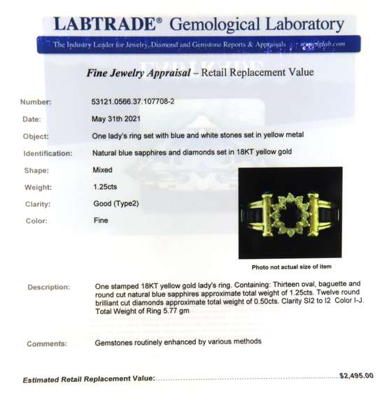 Handsome 18kt Blue Sapphire and Diamond Ring