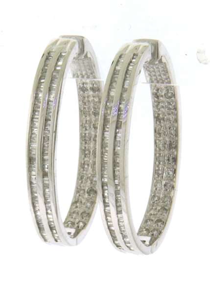 Dazzling White Gold 2cts Diamond Hoop Earrings