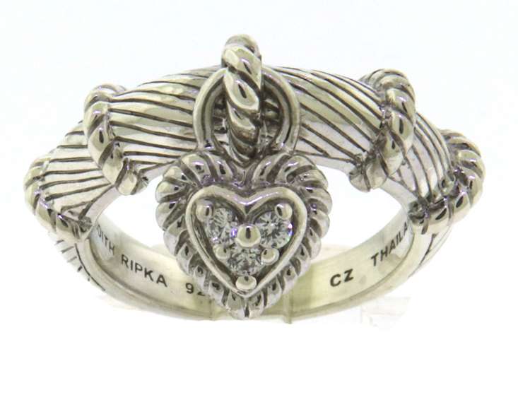Judith Ripka Heart Charm Dangle Ring