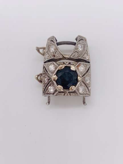 14kt Gold, Blue Sapphire & Diamond Slide Pendant