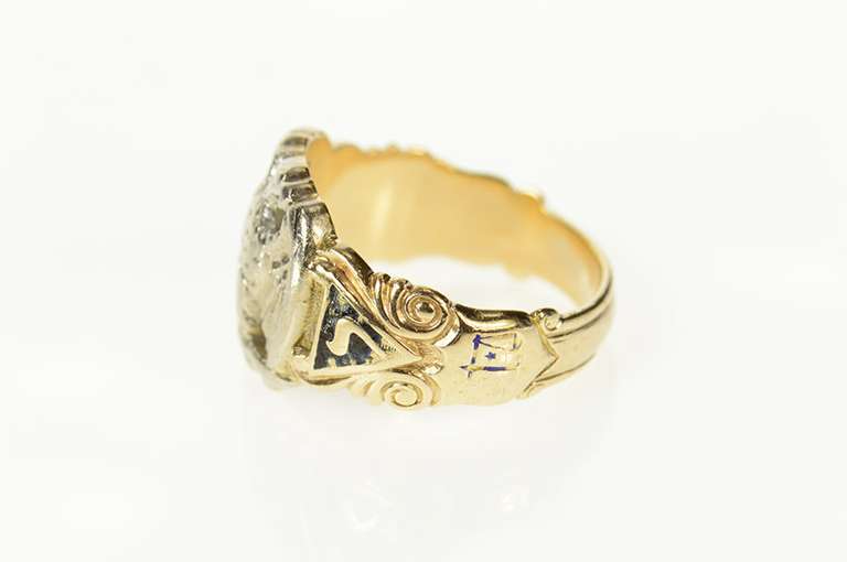 10K Yellow Gold 32nd Degree Masonic Symbol Eagle Men's Ring