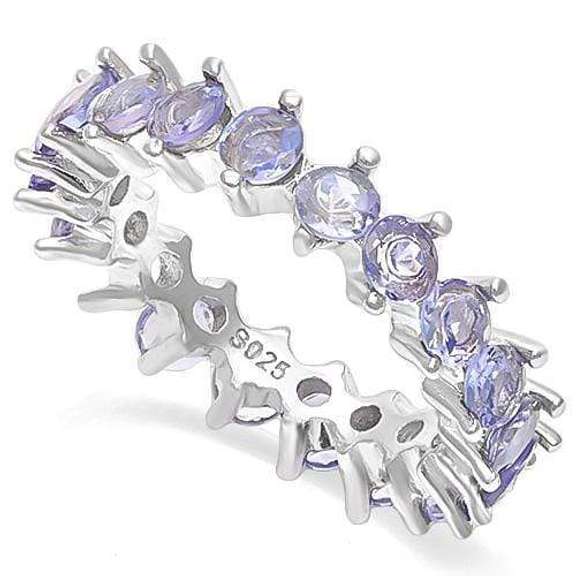 3.42 CT TANZANITE 18K GOLD PLATED ETERNITY RING