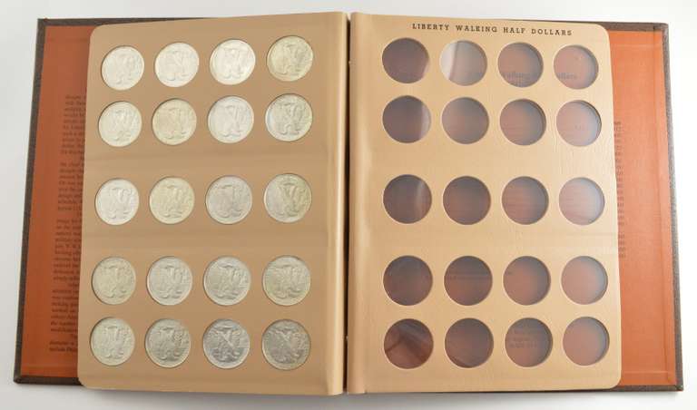 Lot (20) 1941-1947 Walking Liberty Half Dollars Dansco Coin Album
