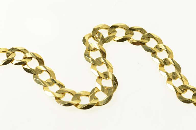 10K Yellow Gold 8,5mm Curb Chain Classic Men's Cuban Link Bracelet
