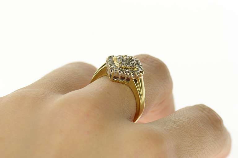 10K Yellow Gold 0.50 Ctw Diamond Squared Ballerina Cluster Ring