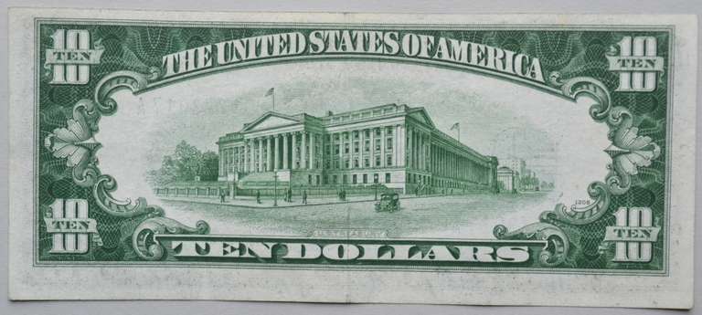 About Near Unc $ 10 1934 C Star Silver Certificate