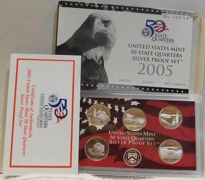 2005 Silver PROOF State Qtrs Set, w/box