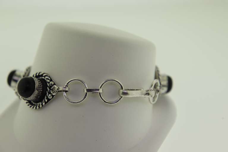 Silver-Tone Quartz Gemstone Bracelet