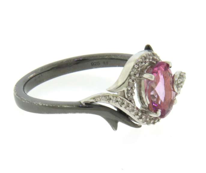 Sterling Silver Pink Crystal Ring