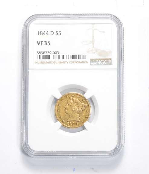 VF35 1844-C $5.00 Liberty Head Gold Half Eagle - Graded NGC