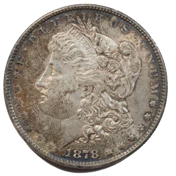 Toned BU 1878 8 Tail Feathers Morgan Dollar