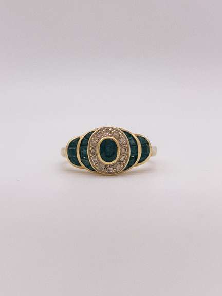 14kt Gold, Blue Sapphire & Diamond Ring
