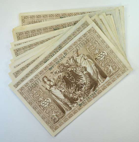 19 Consecutive 1910 Reprint 1918-22 Germany 1,000 Marks Reichsbanknote