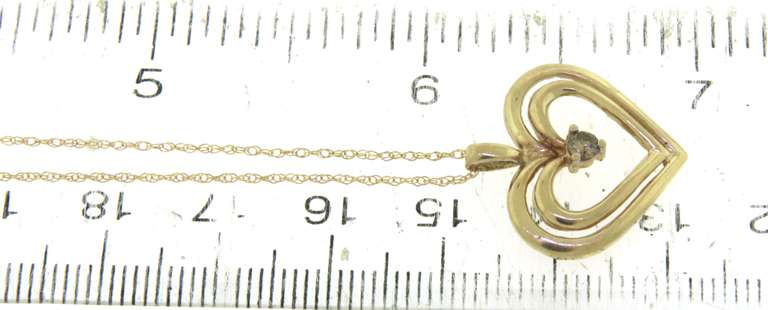 Fabulous Yellow Gold Diamond Heart Pendant on Chain