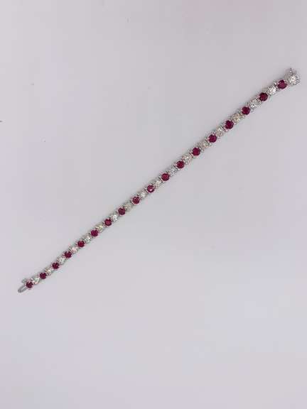 18kt Gold, Ruby & Diamond Tennis Bracelet