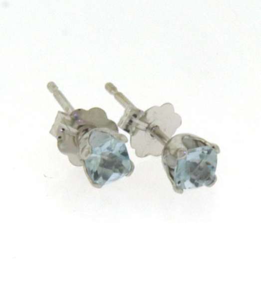 Elegant White Gold Square Aquamarine Earrings